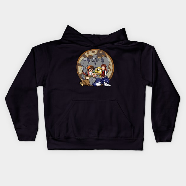 Monster Rancher Group Kids Hoodie by NightGlimmer